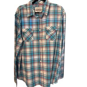 Aeropostale Plaid Button-up Long Sleeve Size XL in Blue, Cream and Tan
